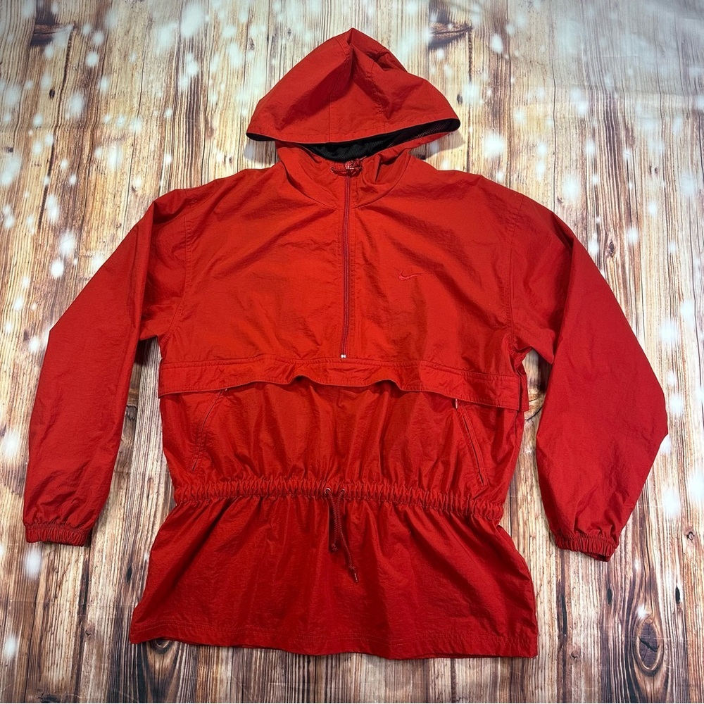 Vintage Nike Jacket Womens Medium Red Athleisure Drawstring Waist Retro Medium